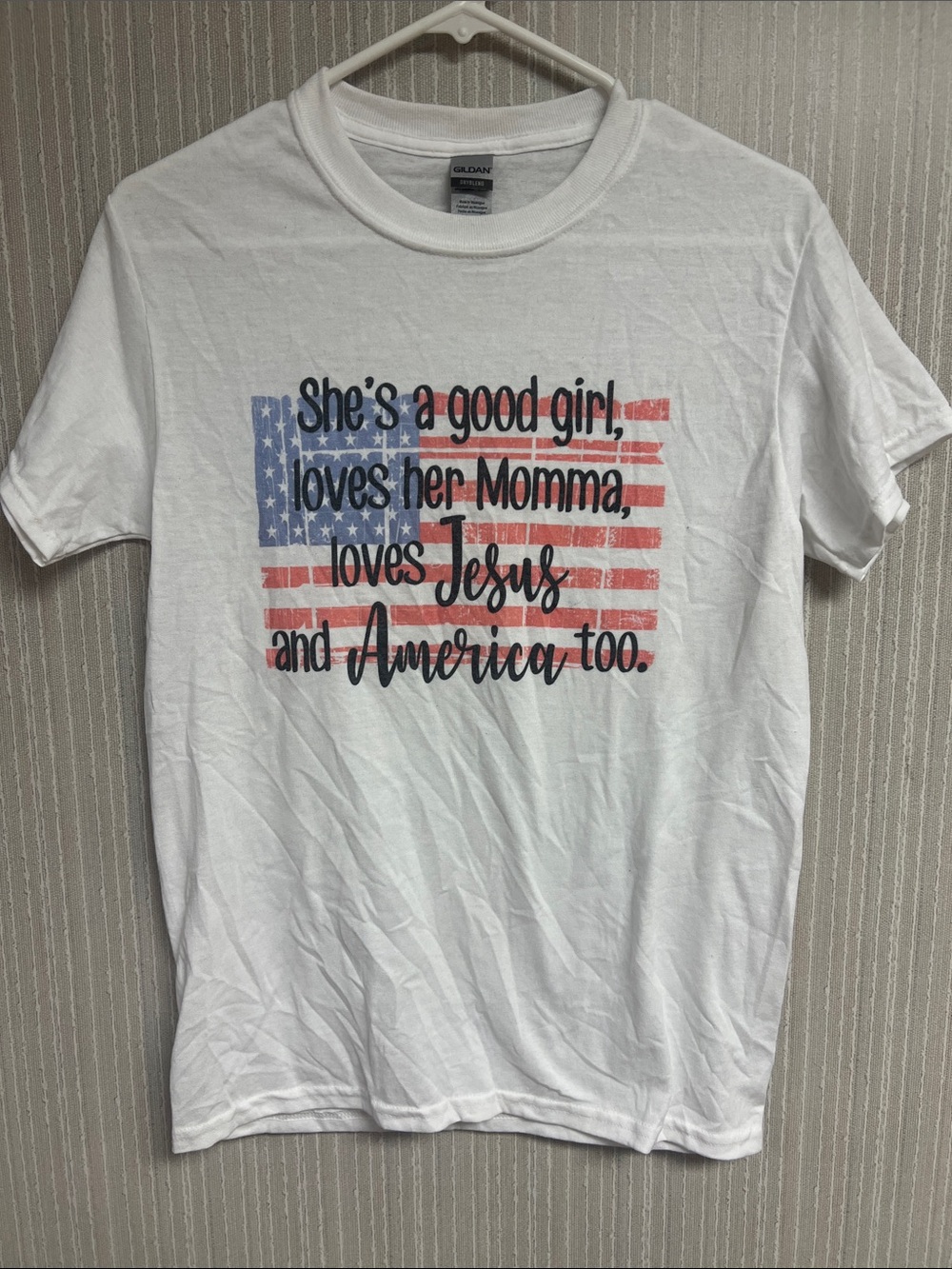 4th of July Tom Petty lyrics tee shirt with Red & Blue Flag Graphic